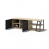 TemaHome Albi TV Table in Light Oak & Black - Angled with Opened Cabinet