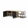 TemaHome Albi TV Table in Light Oak & Black - Angled with Opened Cabinet - TemaHome Albi TV Table in Light Oak & Black - Angled with Opened Cabinet