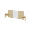 Temahome Hugo Queen Headboard with Night Stands in Melamine Light Oak & Pure White - Angled