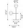 Zuo Modern Waterloo Table Lamp White And Bronze - Dimension Sheet
