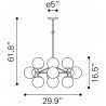Zuo Modern Belfast Ceiling Lamp Black - Dimension Sheet