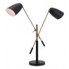 Zuo Modern Tanner Table Lamp Black And Brass - Angled and Lit