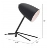 Zuo Modern Jamison Table Lamp Black - With Dimensions