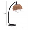 Zuo Modern Brentwood Table Lamp Brown And Black - With Dimensions