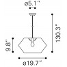Zuo Modern Kendrick Ceiling Lamp Brown - Dimension Sheet