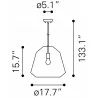 Zuo Modern Impala Ceiling Lamp Brown - Dimension Sheet - Zuo Modern Impala Ceiling Lamp Brown - Dimension Sheet