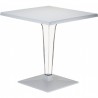 Ice Werzalit Top Square Dining Table with Transparent Base 28 inch Silver