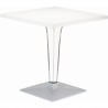 Ice Werzalit Top Square Dining Table with Transparent Base 28 inch White