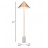 Zuo Modern Bianca Floor Lamp Brass And White - With Dimension