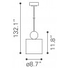 Zuo Modern Myson Ceiling Lamp Gold And Black - Dimension Sheet