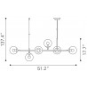 Zuo Modern Gisela Ceiling Lamp Brass - Dimension Sheet