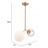 Zuo Modern Constance Ceiling Lamp Brass - With Dimensions