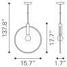 Zuo Modern Irenza Ceiling Lamp Brass - Dimension Sheet