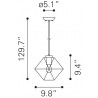 Zuo Modern Jenny Ceiling Lamp Brass - Dimension Sheet