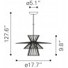 Zuo Modern Azzi Ceiling Lamp Gold - Dimension Sheet