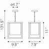 Zuo Modern Yves Ceiling Lamp Gold And Black - Dimensions Sheet