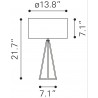Zuo Modern Sascha Table Lamp White And Brass - Dimension Sheet