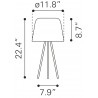 Zuo Modern Mozzi Table Lamp Gray And Black - Dimension Sheet