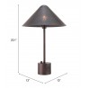 Zuo Modern Cardo Table Lamp Bronze - With Dimensions