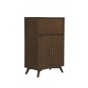 Alpine Furniture Flynn Large Bar Cabinet w/Drop Down Tray, Walnut - Front Side Angle