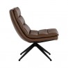 Sunpan Keller Swivel Lounge Chair Missouri Mahogany Leather - Side Angle