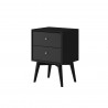 Alpine Furniture Flynn Mid Century Modern 2 Drawer Nightstand, Black - Front Side Angle