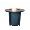 Crawford and Burke Haines Black Metal and Tile Round Fire Pit with Glass Rocks, Frontview