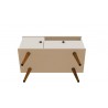Manhattan Comfort Tribeca 35.43 Mid-Century Modern TV Stand with Solid Wood Legs in Off White Bottom