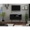 Manhattan Comfort Tribeca 35.43 Mid-Century Modern TV Stand with Solid Wood Legs in Black