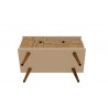 Manhattan Comfort Tribeca 35.43 Mid-Century Modern TV Stand with Solid Wood Legs in Off White and Nature Bottom