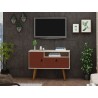 Manhattan Comfort Tribeca 35.43 Mid-Century Modern TV Stand with Solid Wood Legs in Off White and Terra Orange Pink