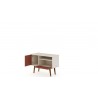 Manhattan Comfort Tribeca 35.43 Mid-Century Modern TV Stand with Solid Wood Legs in Off White and Terra Orange Pink Open
