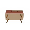 Manhattan Comfort Tribeca 35.43 Mid-Century Modern TV Stand with Solid Wood Legs in Off White and Terra Orange Pink Bottom