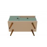 Manhattan Comfort Tribeca 35.43 Mid-Century Modern TV Stand with Solid Wood Legs in Off White and Green Mint Bottom