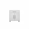 Manhattan Comfort Eiffel 28.35" Mobile Garage Storage Cabinet with 1 Drawer in White Gloss - Manhattan Comfort Eiffel 28.35" Mobile Garage Storage Cabinet with 1 Drawer in White Gloss