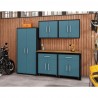 Manhattan Comfort Eiffel 6-Piece Garage Storage Set in Matte Black and Aqua Blue