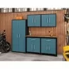 Manhattan Comfort Eiffel 6-Piece Garage Storage Set in Matte Black and Aqua Blue - Manhattan Comfort Eiffel 6-Piece Garage Storage Set in Matte Black and Aqua Blue