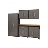 Manhattan Comfort Eiffel 6-Piece Garage Storage Set in Matte Black and Grey