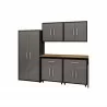 Manhattan Comfort Eiffel 6-Piece Garage Storage Set in Matte Black and Grey - Manhattan Comfort Eiffel 6-Piece Garage Storage Set in Matte Black and Grey