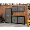 Manhattan Comfort Eiffel 6-Piece Garage Storage Set in Matte Black and Grey - Manhattan Comfort Eiffel 6-Piece Garage Storage Set in Matte Black and Grey