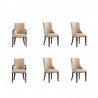 Manhattan Comfort Shubert 6-Piece Modern Faux Leather and Velvet Dining Chair Set in Tan