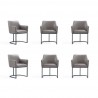 Manhattan Comfort Modern Serena 6 Piece Dining Set Upholstered in Leatherette with Steel Legs In Grey