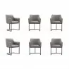 Manhattan Comfort Modern Serena 6 Piece Dining Set Upholstered in Leatherette with Steel Legs In Grey - Manhattan Comfort Modern Serena 6 Piece Dining Set Upholstered in Leatherette with Steel Legs In Grey