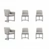 Manhattan Comfort Modern Serena 6 Piece Dining Set Upholstered in Leatherette with Steel Legs In Light Grey - Manhattan Comfort Modern Serena 6 Piece Dining Set Upholstered in Leatherette with Steel Legs In Light Grey