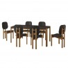 Manhattan Comfort Mid-Century Modern Gales 70.87 Dining Table with Solid Wood Legs Black - Set of 7 
