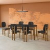 Manhattan Comfort Mid-Century Modern Gales 70.87 Dining Table with Solid Wood Legs - Set of 7 Black