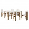 Manhattan Comfort Mid-Century Modern Gales 70.87 Dining Table with Solid Wood Legs White - Set of 7 