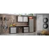 6-Piece Fortress Textured Garage Set with Cabinets, Wall Units and Table in Grey - Set - 6-Piece Fortress Textured Garage Set with Cabinets, Wall Units and Table in Grey - Set