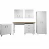 Manhattan Comfort 6-Piece Fortress Textured Garage Set with Cabinets, Wall Units and Table in White - Manhattan Comfort 6-Piece Fortress Textured Garage Set with Cabinets, Wall Units and Table in White