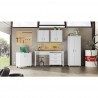 Manhattan Comfort 6-Piece Fortress Textured Garage Set with Cabinets, Wall Units and Table in White